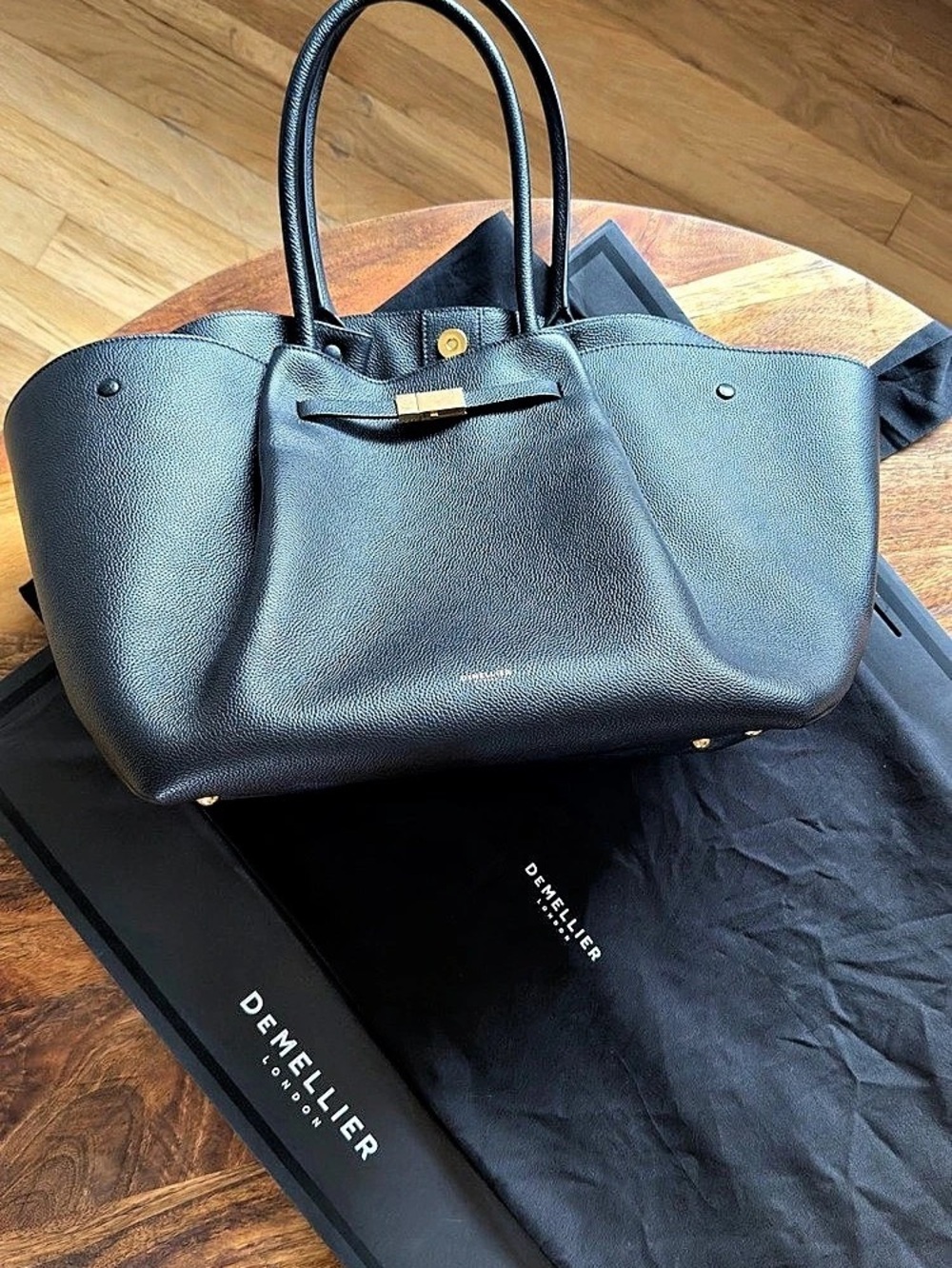 DeMellier The New York Leather Tote in Black
